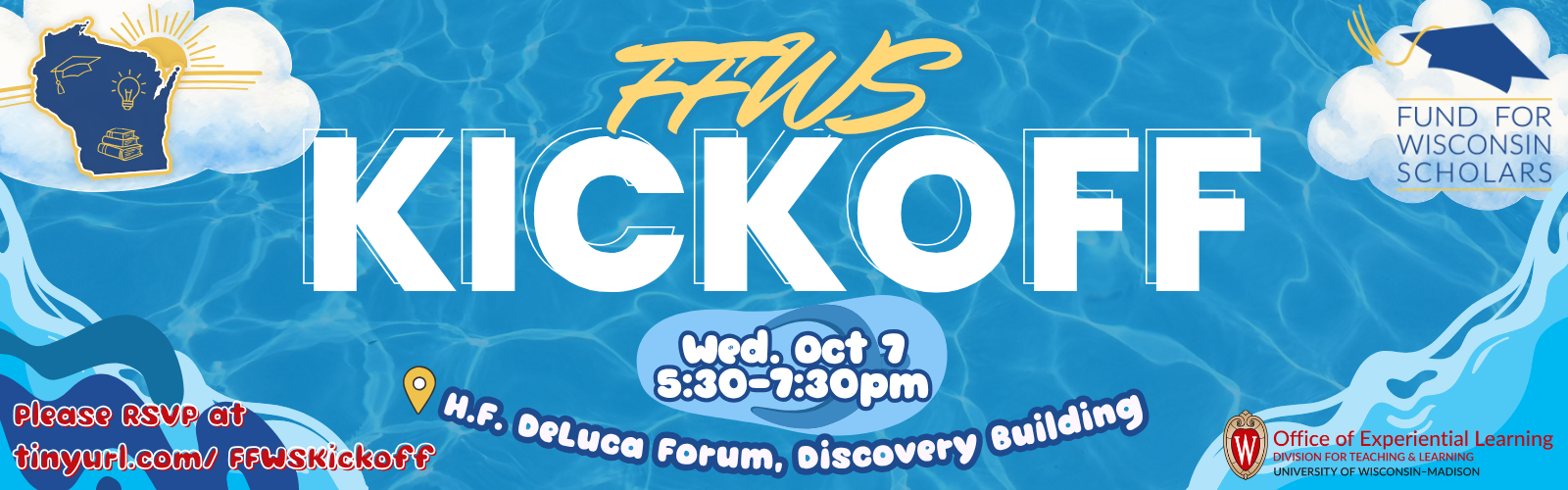Invitation to FFWS kickoff on Wed. Oct 7 from 5:30-7:30pm at the Discovery Building.